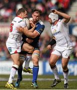 30 April 2016; Jared Payne, Ulster, is tackled by Rhys Ruddock, Leinster. Guinness PRO12, Round 21, Ulster v Leinster. Kingspan Stadium, Ravenhill Park, Belfast, Co. Antrim. Picture credit: Stephen McCarthy / SPORTSFILE