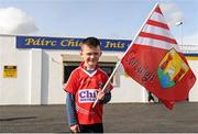 30 April 2016; Young Cork supporter Conor Cullinane, age 7, Dromahane, Co. Cork, waves his county flag ahead of the match. EirGrid GAA Football Under 21 All-Ireland Championship Final, Cork v Mayo, Cusack Park, Ennis, Co. Clare. Picture credit: Seb Daly / SPORTSFILE