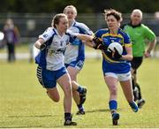 30 April 2016; Sheelagh Carew, Tipperary, in action against Megan Dunford, Waterford. Lidl Ladies Football National League Division 3 Final, Tipperary v Waterford, Clane, Co. Kildare. Picture credit: Matt Browne / SPORTSFILE