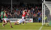 30 April 2016; Diarmuid O’Connor, Mayo, scores his side's first goal of the match. EirGrid GAA Football Under 21 All-Ireland Championship Final, Cork v Mayo, Cusack Park, Ennis, Co. Clare. Picture credit: Seb Daly / SPORTSFILE