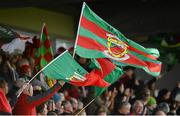 30 April 2016; A Mayo flag is waved following their team's third goal. EirGrid GAA Football Under 21 All-Ireland Championship Final, Cork v Mayo, Cusack Park, Ennis, Co. Clare. Picture credit: Seb Daly / SPORTSFILE