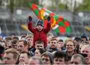 30 April 2016; A young Mayo supporter celebrates following his team's victory over Cork. EirGrid GAA Football Under 21 All-Ireland Championship Final, Cork v Mayo, Cusack Park, Ennis, Co. Clare. Picture credit: Seb Daly / SPORTSFILE