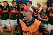 April 2016; Mayo manager Michael Solan celebrates with his players in the dressing room after the game. EirGrid GAA Football Under 21 All-Ireland Championship Final, Cork v Mayo. Cusack Park, Ennis, Co. Clare. Picture credit: Piaras Ó Mídheach / SPORTSFILE