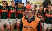 April 2016; Mayo manager Michael Solan celebrates with his players in the dressing room after the game. EirGrid GAA Football Under 21 All-Ireland Championship Final, Cork v Mayo. Cusack Park, Ennis, Co. Clare. Picture credit: Piaras Ó Mídheach / SPORTSFILE