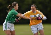 30 April 2016; Eimear Gallagher, Antrim, in action against Alva Neary, Limerick. Lidl Ladies Football National League Division 4 Final, Antrim v Limerick, Clane, Co. Kildare. Picture credit: Matt Browne / SPORTSFILE