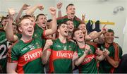 April 2016; Mayo players celebrate in dressing room after the game. EirGrid GAA Football Under 21 All-Ireland Championship Final, Cork v Mayo. Cusack Park, Ennis, Co. Clare. Picture credit: Piaras Ó Mídheach / SPORTSFILE