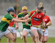 1 May 2016; Richard Kelly, Carlow, in action against Jason Diggin, Kerry. Leinster GAA Hurling Championship Qualifier, Round 1, Kerry v Carlow, Austin Stack Park, Tralee, Co. Kerry. Picture credit: Matt Browne / SPORTSFILE