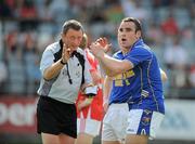 23 May 2010; Diarmuid Mastersoon, Longford, reacts to a decision by referee Pat Fox. Leinster GAA Football Senior Championship Preliminary Round, Louth v Longford, O'Moore Park, Portlaoise, Co. Laois. Picture credit: Brian Lawless / SPORTSFILE