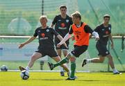 23 May 2010; Damien Duff, right, Republic of Ireland, in action against his team-mate Paul Green during squad training ahead of their forthcoming training camp and international friendlies against Paraguay and Algeria. Gannon Park, Malahide, Dublin. Picture credit: David Maher / SPORTSFILE