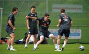 24 May 2010; Republic of Ireland's Greg Cunningham, second from right, in action against his team-mates, left to right, Sean St. Ledger, Darren O'Dea and Kevin Foley during squad training ahead of their International Friendly against Paraguay on Tuesday night. Gannon Park, Malahide, Dublin. Picture credit: David Maher / SPORTSFILE