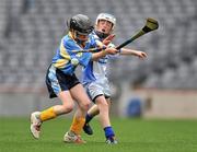 25 May 2010; Ben Kelly, St. Mary's BNS, Rathfarnham, Dublin, in action against Sean Lambe, Scoil Mhuire, Marino, Dublin. Allianz Cumann na mBunscol Hurling and Camogie Finals, Oideachais Cup, St. Mary's BNS, Rathfarnham, Dublin, v Scoil Mhuire, Marino, Dublin, Croke Park, Dublin. Picture credit: Barry Cregg / SPORTSFILE