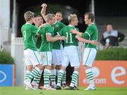 25 May 2010; Liam Lawrence, Republic of Ireland, third from right, celebrates with team-mates, from left, Kevin Doyle, Robbie Keane, Stephen Kelly, Keith Andrews, Damien Duff, and Glenn Whelan, after scoring his side's second goal. International Friendly, Republic of Ireland v Paraguay, RDS, Ballsbridge, Dublin. Picture credit: Brian Lawless / SPORTSFILE