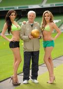 26 May 2010; Republic of Ireland manager Giovanni Trapattoni and top Irish models Georgia Salpa and Nadia Forde were on hand to launch Boylesports’ Road to a Million campaign for the World Cup. Boylesports is giving soccer fans the chance to win €1 million by asking them to predict the road to the World Cup final this summer. For more information please log on to www.boylesports.com. Aviva Stadium, Lansdowne Road, Dublin. Picture credit: Oliver McVeigh / SPORTSFILE