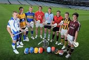 26 May 2010; The launch of the Bord Gáis Energy GAA Hurling U21 All-Ireland Championship took place at Croke Park today where competition sponsors Bord Gáis Energy also announced a new team of ambassadors who will support this year’s campaign of activity to promote U-21 hurling. Pictured at the launch are Bord Gáis Energy U-21 Hurling ambassadors, from left, Noel Connors, Waterford, John Conlon, Clare, Noel McGrath, Tipperary, Aidan Walsh, Cork, Liam Rushe, Dublin, Conor Woods, Down, Paul Murphy, Kilkenny, and David Burke, Galway. Croke Park, Dublin. Picture credit: Brian Lawless / SPORTSFILE