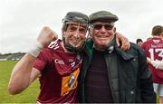 1 May 2016; Eoin Price, Westmeath, celebrates with his uncle Jim O'Reilly after the game. Leinster GAA Hurling Championship Qualifier, Round 1, Westmeath v Offaly, TEG Cusack Park, Mullingar, Co. Westmeath. Photo by Sportsfile