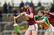 1 May 2016; Tommy Doyle, Westmeath, in action against Kevin Connolly, Offaly. Leinster GAA Hurling Championship Qualifier, Round 1, Westmeath v Offaly, TEG Cusack Park, Mullingar, Co. Westmeath. Photo by Sportsfile