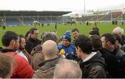 1 May 2016; Waterford manager Derek McGrath is interviewed by members of the media after the game. Allianz Hurling League Division 1 Final, Clare v Waterford. Semple Stadium, Thurles, Co. Tipperary. Picture credit: Piaras Ó Mídheach / SPORTSFILE