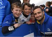2 May 2016; Leinster's Dave Kearney with supporters, from left, James Doyle, Rory and Jack Byrne following an open session at the RDS, Ballsbridge, Dublin. Picture credit: Stephen McCarthy / SPORTSFILE