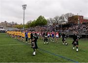 1 May 2016; The Manhattan College Pipe Band lead the Roscommon and New York teams before the game. Connacht GAA Senior Football Championship, Round 1, New York v Roscommon, Gaelic Park, New York, USA. Picture credit: Dáire Brennan / SPORTSFILE