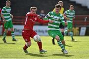 2 May 2016; Lorcan Shannon, Shelbourne, in action against Sean Heaney, Shamrock Rovers. EA Sports Cup Quarter-Final, Shelbourne v Shamrock Rovers. Tolka Park, Dublin.  Photo by Sportsfile
