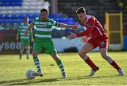 2 May 2016; Pat Cregg, Shamrock Rovers, in action against Robert O'Reilly, Shelbourne. EA Sports Cup Quarter-Final, Shelbourne v Shamrock Rovers. Tolka Park, Dublin.  Photo by Sportsfile