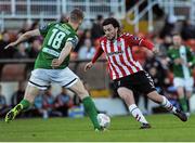2 May 2016; Barry McNamee, Derry City, in action against Michael McSweeney, Cork City. EA Sports Cup, Quarter-Final, Cork City v Derry City. Turners Cross, Cork. Picture credit: Eóin Noonan / SPORTSFILE