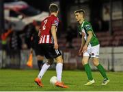 2 May 2016; Gavin Holohan, Cork City, in action against Niclas Vemmelund, Derry City. EA Sports Cup, Quarter-Final, Cork City v Derry City. Turners Cross, Cork. Picture credit: Eóin Noonan / SPORTSFILE