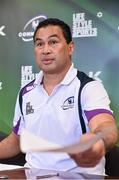 3 May 2016; Connacht head coach Pat Lam hands out  information sheets to members of the press, during a press conference. Connacht Rugby Press Conference. Sportsground, Galway.  Picture credit: David Maher / SPORTSFILE