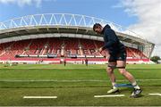 3 May 2016; Munster's Peter O'Mahony stretches before squad training. Munster Rugby Squad Training. Thomond Park, Limerick. Picture credit: Diarmuid Greene / SPORTSFILE
