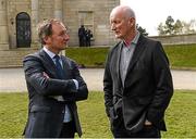 9 May 2016; In attendance at the launch of the 2016 Leinster GAA Senior Championships is Dublin football manager Jim Gavin, left, in conversation with Kilkenny hurling manager Brian Cody. Pearse Museum, Rathfarnham, Dublin. Picture credit: Ramsey Cardy / SPORTSFILE
