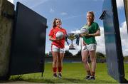 3 May 2016; Orlagh Farmer, Cork and Sarah Tierney, Mayo, at the Lidl Ladies Football National League Division 1 & 2 Media Day. Parnell Park, Dublin.  Photo by Sportsfile