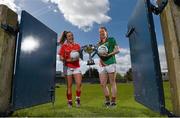 3 May 2016; Orlagh Farmer, Cork and Sarah Tierney, Mayo, at the Lidl Ladies Football National League Division 1 & 2 Media Day. Parnell Park, Dublin. Photo by Sportsfile