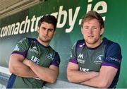 3 May 2016; Connacht's Tiernan O'Halloran, left, and Kieran Marmion, following a press conference. Both players will make their 100th cap against Glasgow Warriors. Connacht Rugby Press Conference. Sportsground, Galway.  Picture credit: David Maher / SPORTSFILE