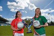 3 May 2016; Orlagh Farmer, Cork, and Sarah Tierney, Mayo, at the Lidl Ladies Football National League Division 1 & 2 Media Day. Parnell Park, Dublin. Photo by Sportsfile