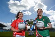 3 May 2016; Orlagh Farmer, Cork, and Sarah Tierney, Mayo, at the Lidl Ladies Football National League Division 1 & 2 Media Day. Parnell Park, Dublin. Photo by Sportsfile