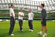 27 May 2010; Republic of Ireland players left to right, John O'Shea, Brian Murphy, Joe Murphy and Sean St.Ledger during the squad's first visit to the new Aviva Stadium. Aviva Stadium, Lansdowne Road, Dublin. Picture credit: David Maher / SPORTSFILE
