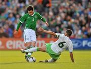 28 May 2010; Greg Cunningham, Republic of Ireland, in action against Yazid Mansouri, Algeria. Friendly International, Republic of Ireland v Algeria, RDS, Ballsbridge, Dublin. Picture credit: David Maher / SPORTSFILE