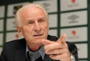 29 May 2010; Republic of Ireland manager Giovanni Trapattoni speaking during a  press conference after their International Friendly against Algeria. Clarion Hotel, Dublin Airport, Dublin. Photo by Sportsfile