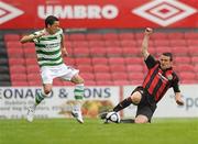 29 May 2010; Billy Dennehy, Shamrock Rovers, in action against Brian Shelley, Bohemians. Airtricity League Premier Division, Bohemians v Shamrock Rovers, Dalymount Park, Dublin. Photo by Sportsfile