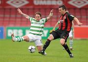 29 May 2010; Brian Shelley, Bohemians, in action against Dessie Baker, Shamrock Rovers. Airtricity League Premier Division, Bohemians v Shamrock Rovers, Dalymount Park, Dublin. Photo by Sportsfile