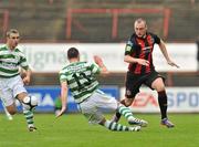 29 May 2010; Mark Quigley, Bohemians, in action against Pat Flynn, Shamrock Rovers. Airtricity League Premier Division, Bohemians v Shamrock Rovers, Dalymount Park, Dublin. Picture credit: Barry Cregg / SPORTSFILE