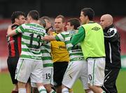 29 May 2010; A row breaks out between the players after the game. Airtricity League Premier Division, Bohemians v Shamrock Rovers, Dalymount Park, Dublin. Photo by Sportsfile