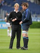 29 May 2010; Leinster's injured captain Leo Cullen in conversation with Malcolm O'Kelly before the game. Celtic League Grand Final, Leinster v Ospreys, RDS, Ballsbridge, Dublin. Picture credit: Brendan Moran / SPORTSFILE
