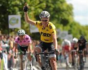 30 May 2010; Alexander Wetterhall, Team Sprocket Pro Cycling, celebrates winning the the FBD Insurance Ras. FBD Insurance Ras, Stage 8, Kilcullen - Skerries. Picture credit: Stephen McCarthy / SPORTSFILE