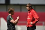 3 May 2016; Munster scrum coach Jerry Flannery in conversation with Dave Foley during squad training. Munster Rugby Squad Training. Thomond Park, Limerick. Picture credit: Diarmuid Greene / SPORTSFILE