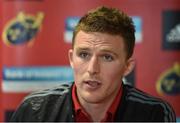 3 May 2016; Munster's Andrew Conway speaking during a press conference. Munster Rugby Press Conference. Thomond Park, Limerick.  Picture credit: Diarmuid Greene / SPORTSFILE