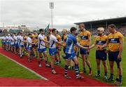 1 May 2016; Waterford and Clare players during the respect handshake before the game. Allianz Hurling League Division 1 Final, Clare v Waterford. Semple Stadium, Thurles, Co. Tipperary. Picture credit: Piaras Ó Mídheach / SPORTSFILE