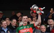 30 April 2016; Mayo's Diarmuid O'Connor celebrates with the cup after the game. EirGrid GAA Football Under 21 All-Ireland Championship Final, Cork v Mayo. Cusack Park, Ennis, Co. Clare. Picture credit: Piaras Ó Mídheach / SPORTSFILE