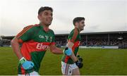 30 April 2016; Mayo's Shairoze Akram, left, and Eddie Doran celebrate after the game. EirGrid GAA Football Under 21 All-Ireland Championship Final, Cork v Mayo. Cusack Park, Ennis, Co. Clare. Picture credit: Piaras Ó Mídheach / SPORTSFILE