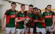 30 April 2016; Mayo players celebrate with the cup after the game. EirGrid GAA Football Under 21 All-Ireland Championship Final, Cork v Mayo. Cusack Park, Ennis, Co. Clare. Picture credit: Piaras Ó Mídheach / SPORTSFILE